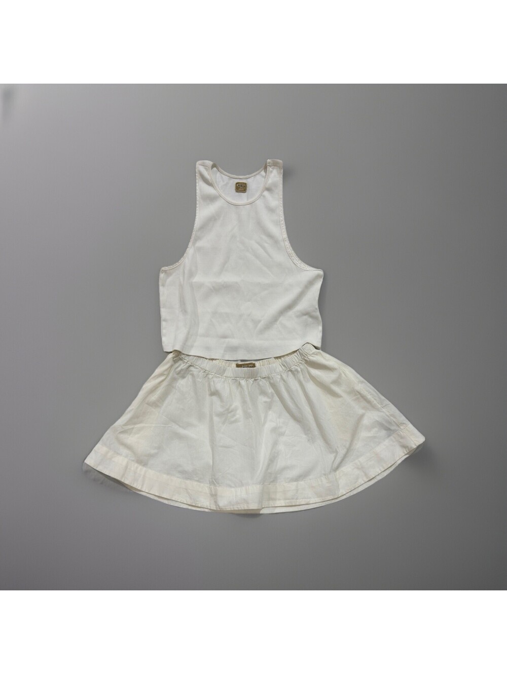 NWOT Free People Coconut Milk 2 Piece Crop Top Mini Skirt Set Women’s Large